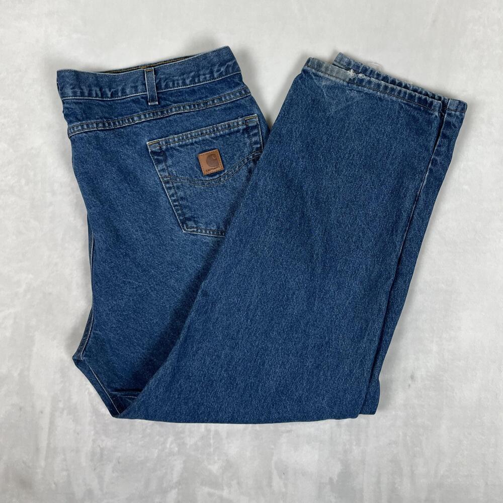 Carhartt Jeans Mens 44x32 Blue Relaxed Straight Denim Medium Wash B17-DST READ
